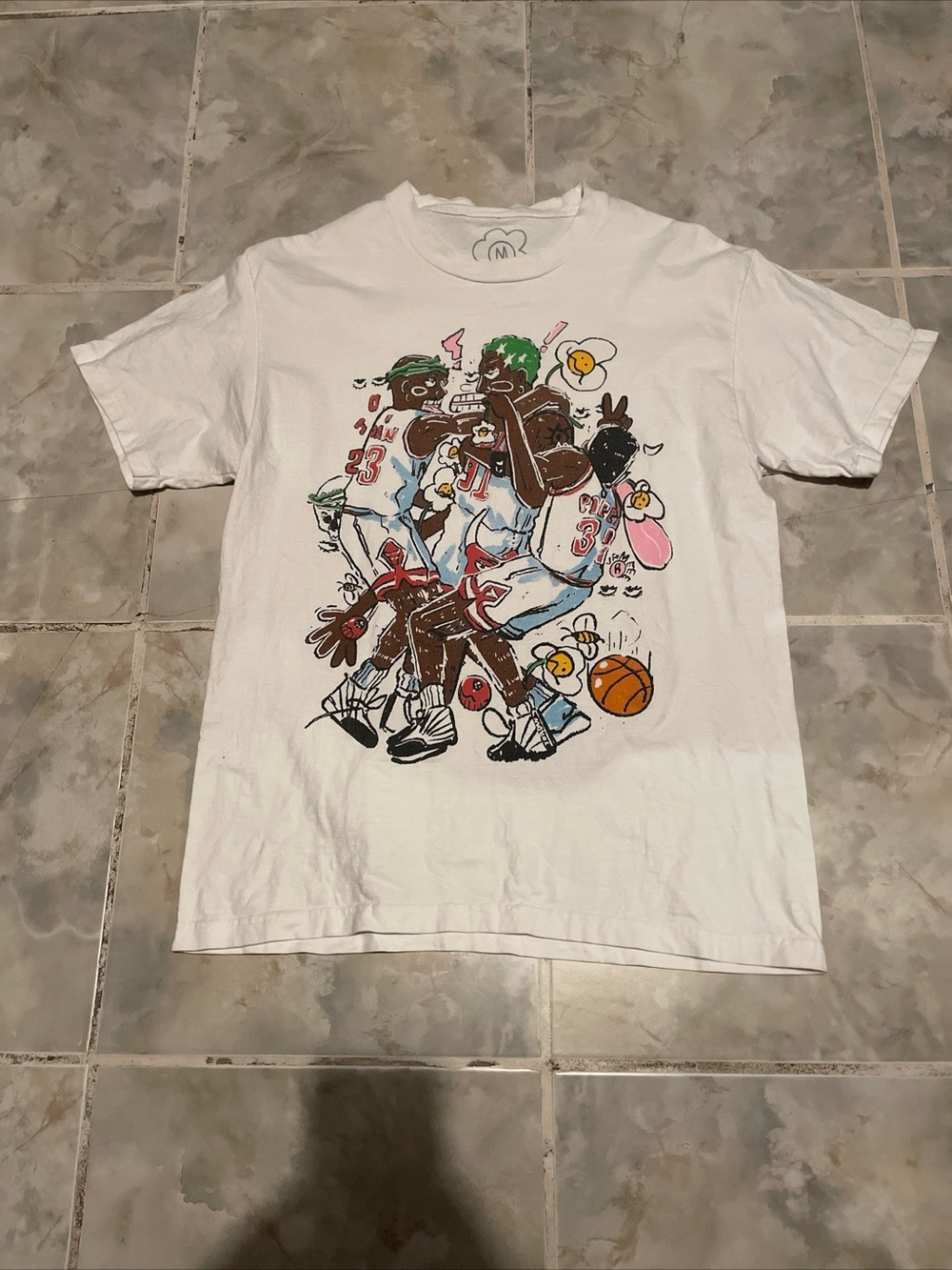 Vameee x Michael Jordan Pippen Rodman VXMeee Bulls Cartoon T-Shirt SZ M